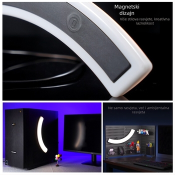 LED rasvjeta za popunu za prijenos uživo – magnetska atmosfera rasvjeta, beauty rasvjeta za osvjetljavanje lica i izravnavanje naborâ na vratu, tri boje temperature, 32 × 4 cm, stolna uporaba