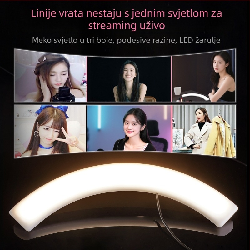 LED rasvjeta za popunu za prijenos uživo – magnetska atmosfera rasvjeta, beauty rasvjeta za osvjetljavanje lica i izravnavanje naborâ na vratu, tri boje temperature, 32 × 4 cm, stolna uporaba