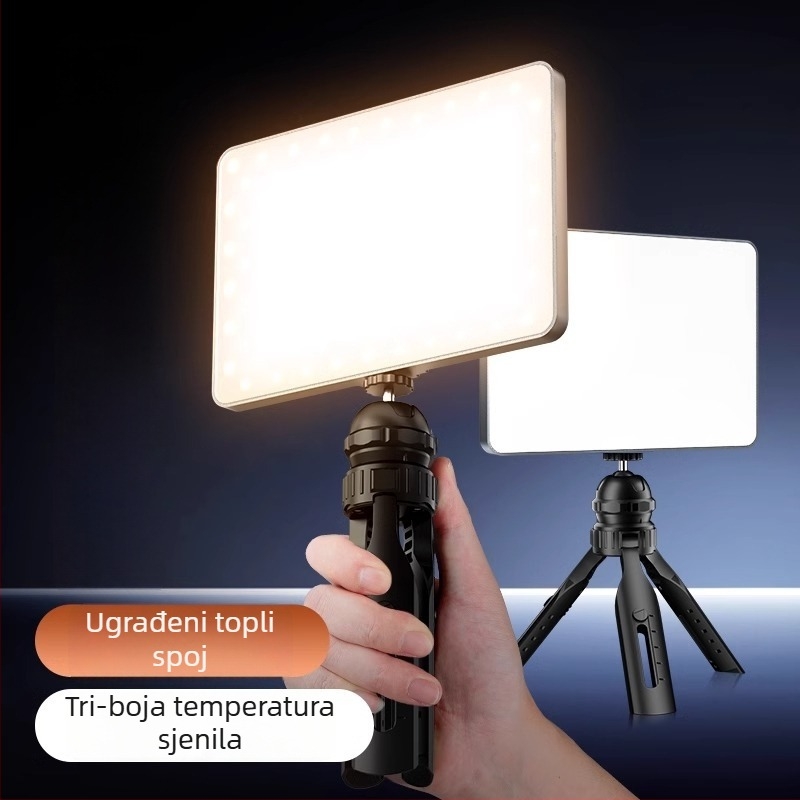 LED rasvjeta za kameru s podesivom trobojnom temperaturom — prenosna ručna svjetiljka za telefon i kameru, 12W, 3.7V, model PB10240