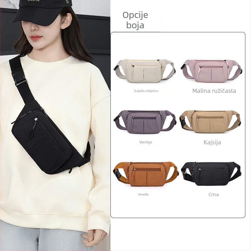 Ženska crossbody torba – urbana jednostavnost, najlon, zatvarač za otvaranje, unutarnja džep sa zatvaračem, džep za telefon, laminirani džep, Sj25013