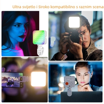 BOOYIIN XJ75 RGB Prijenosna LED svjetla za kameru — kompaktno ručno LED svjetlo za popunjavanje, tri temperature boje, 5V/1A, ispod 10W; za selfie, fotografiju i prijenos uživo