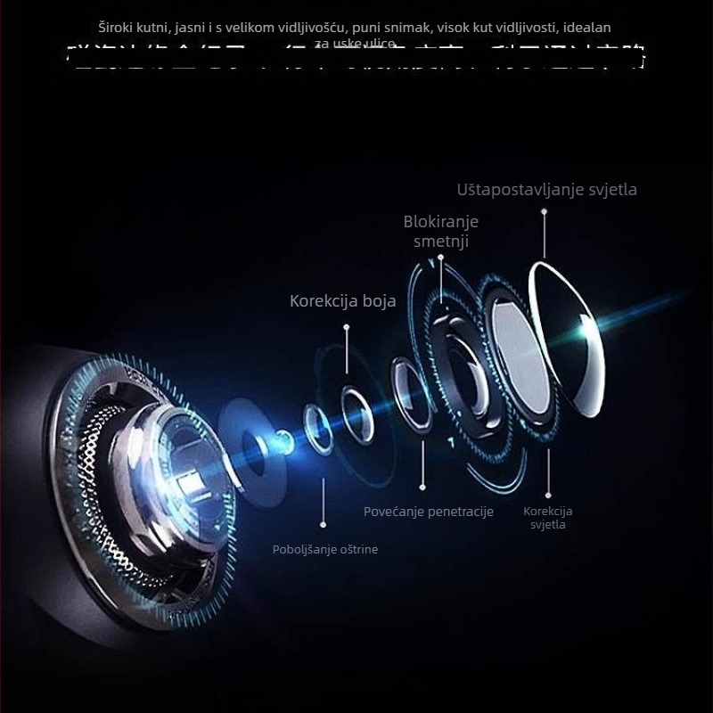 Automobilska dash kamera s 360° panoramskim snimanjem i noćnim vidom, prednja/stražnja/lijeva i desna kamera, 1080p, 1,5GB memorije, bez zaslona