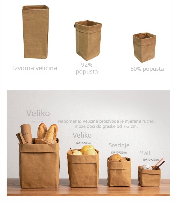 Kraft papir torba za organizaciju četkica za šminku na radnom stolu, periva, kvadratnog oblika, šivena (Materijal: ekološki prihvatljiv kraft papir; Oblik: kvadratni; Izrada: šivenje; Dnevna proizvodnja: 1000)