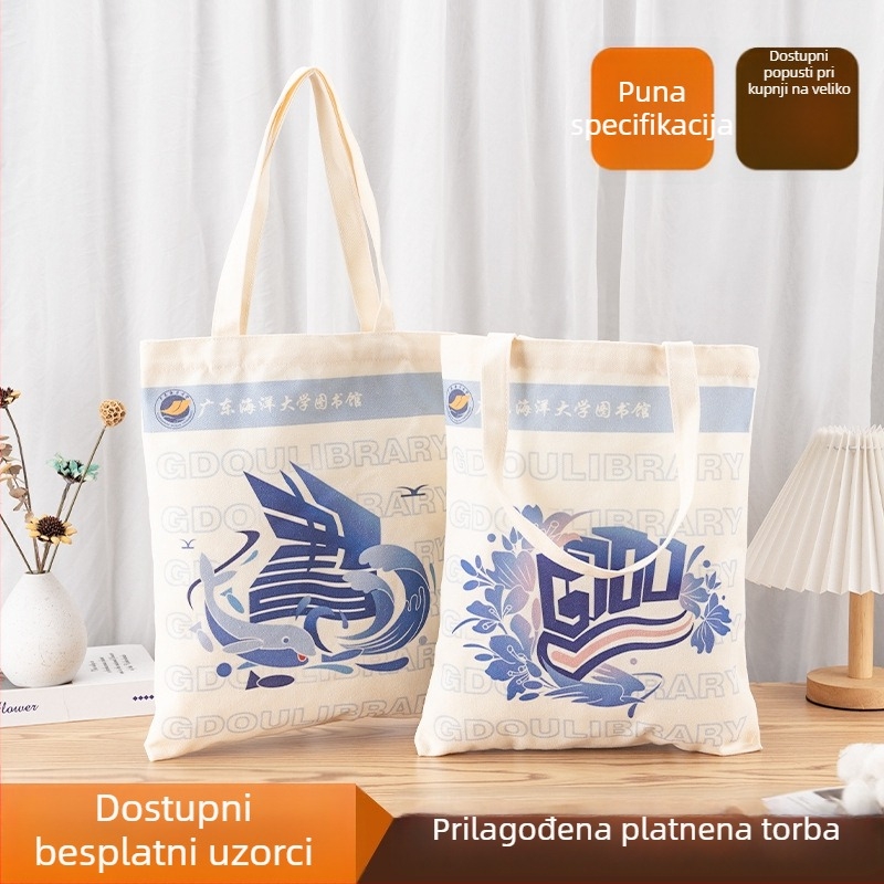 Prilagođena platnena torba s tiskom logotipa — na skladištu + prilagodljivost, offset tisak i tisk toplinskim prijenosom, korporativna reklamna torba