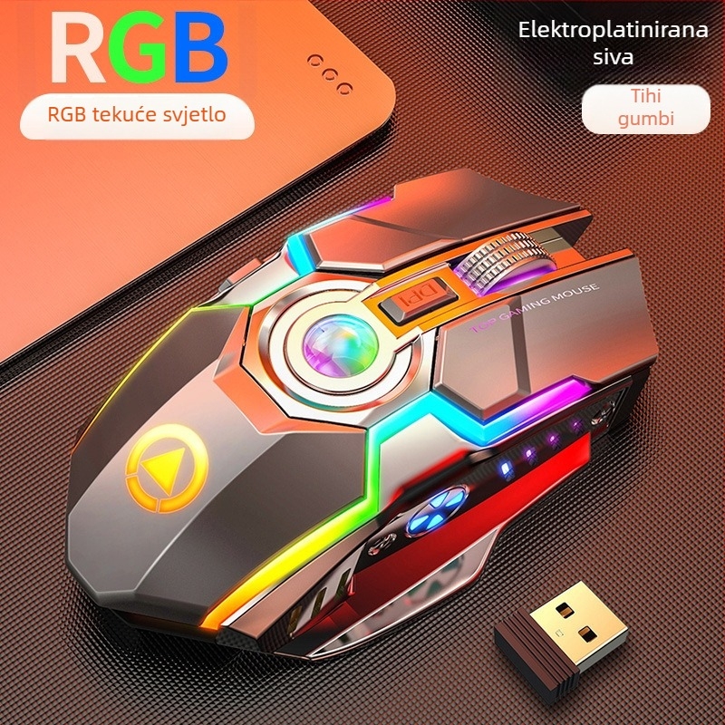 Bežična gaming miša s DPI 1600, 7 tipki, 2,4 GHz USB prijemnik