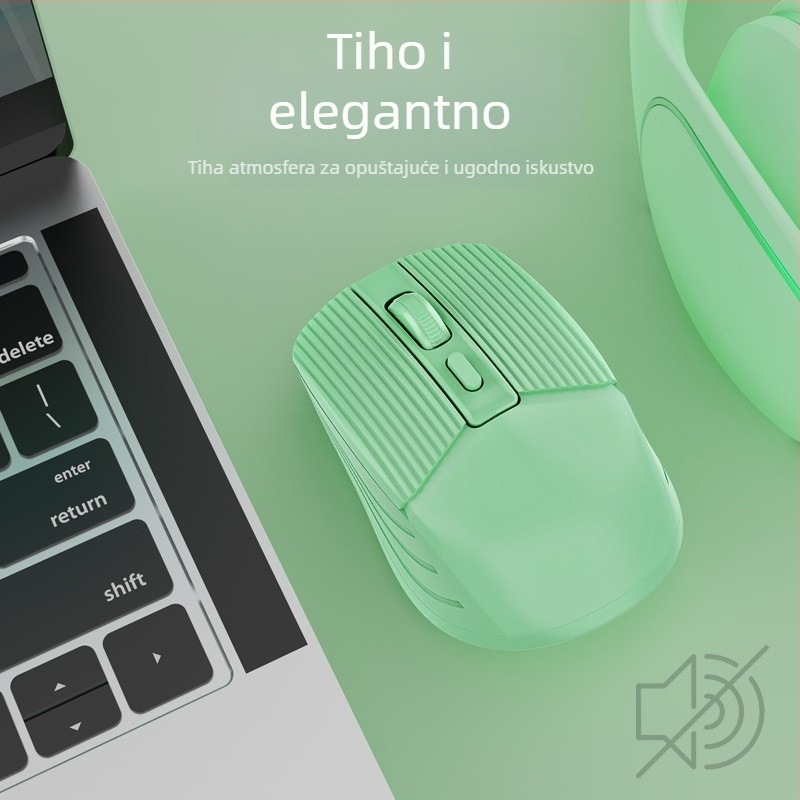 Bežična miša s dvostrukim punjenjem – 2.4G/Bluetooth, 1600 DPI, USB priključak, 4 tipke