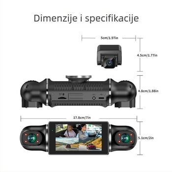 Automobilska dash kamera 1080p, 170° široki kut, infracrveno noćno viziranje, WiFi, nadgledanje parkiranja s cikličkim snimanjem