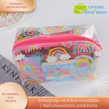 Prozirna TPU kozmetička torbica, debeli pernica, otisnuta osmerokutna torba sa zatvaračem, šivani zatvarač; Materijal: PVC EVA TPU; Duljina zatvarača: 10–30 cm; Namjena: kozmetička ambalaža