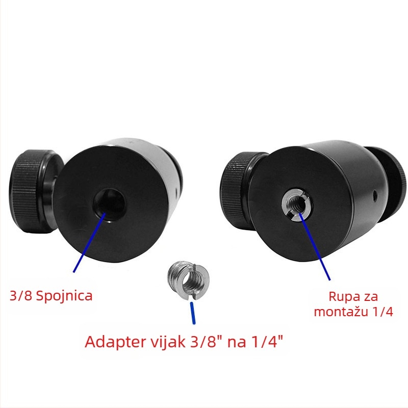 Q35 gimbal od aluminijske legure, kuglasta glava za kameru – baza za monopod, twist ugradnja, 360° horizontalno i 360° vertikalno rotacije, težina 0,13 kg
