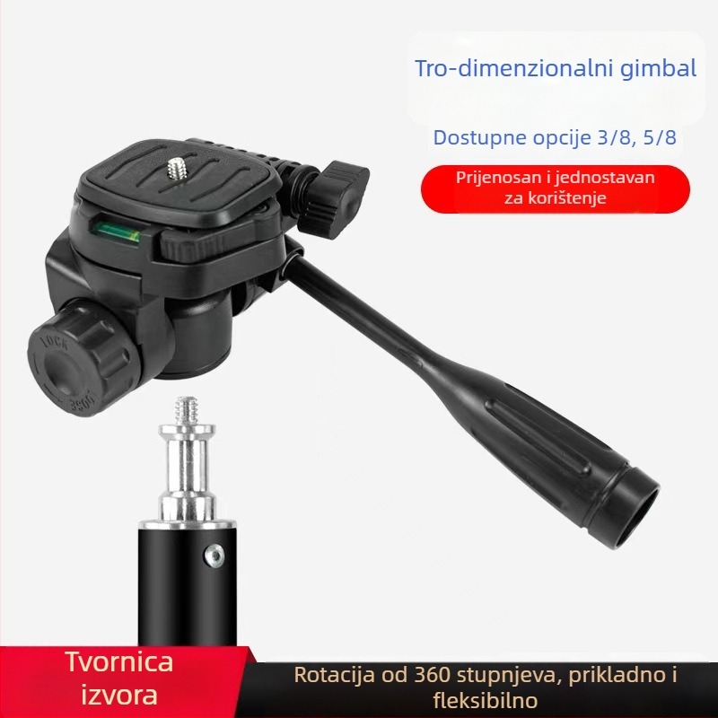 Profesionalna glava stativa za fotografiju i videografiju s pločom brzog oslobađanja za mobitel – plastična konstrukcija, montaža 3/8, 1/4, 5/8, horizontalno okretanje 180°, vertikalno 90°, 360° rotacija