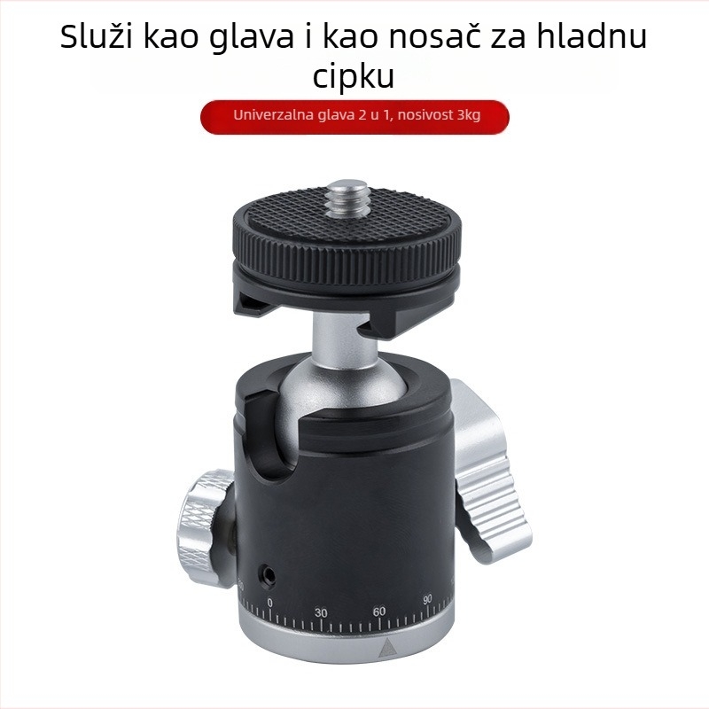 Stativ za mobitel s panoramskom PTZ glavom, od aluminijske legure, horizontalno 360°, vertikalno 90°, amortizacija za stabilno snimanje