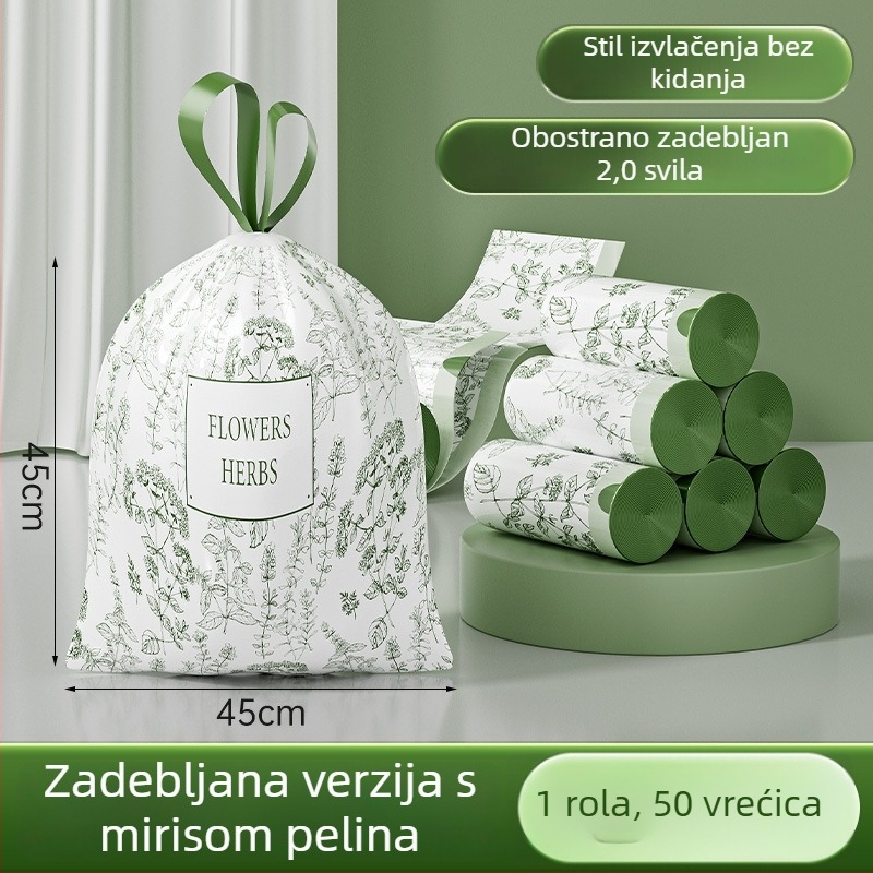 Smeće vrećice s mirisom Artemisia, otporne na kidanje, velike, s šnuralom, za kuhinju i ured