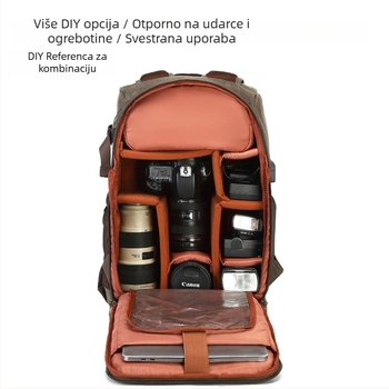 Torba za SLR fotoaparat s DIY pregradama, poliesterska tkanina, Velcro zatvaranje, model 008, prozračna i otporna na udarce