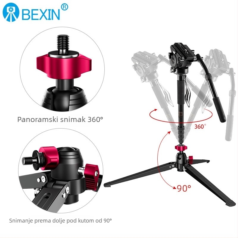 Foto-stativ od aluminijske legure, model ST-4, 1 sekcija, nosivost 6–10 kg, težina 0,457 kg