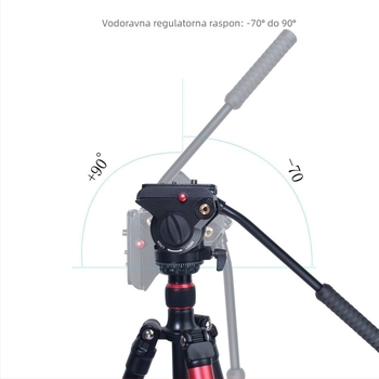 Stativ za kameru s hidrauličnim panoramskim gimbalom i kugličnom glavom, aluminijska legura, 160 g, univerzalna uporaba
