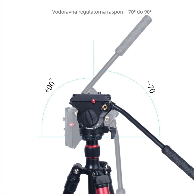 Stativ za kameru s hidrauličnim panoramskim gimbalom i kugličnom glavom, aluminijska legura, 160 g, univerzalna uporaba