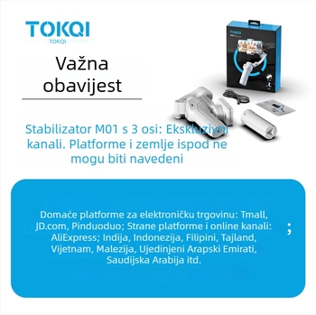 TOKQI ručni gimbal s tri osi za mobitel s prepoznavanjem lica, model M01 — 320° horizontalno i vertikalno okretanje, neto težina 378 g