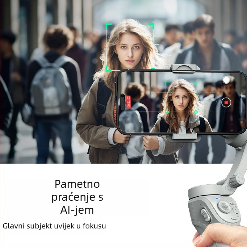 TOKQI ručni gimbal s tri osi za mobitel s prepoznavanjem lica, model M01 — 320° horizontalno i vertikalno okretanje, neto težina 378 g