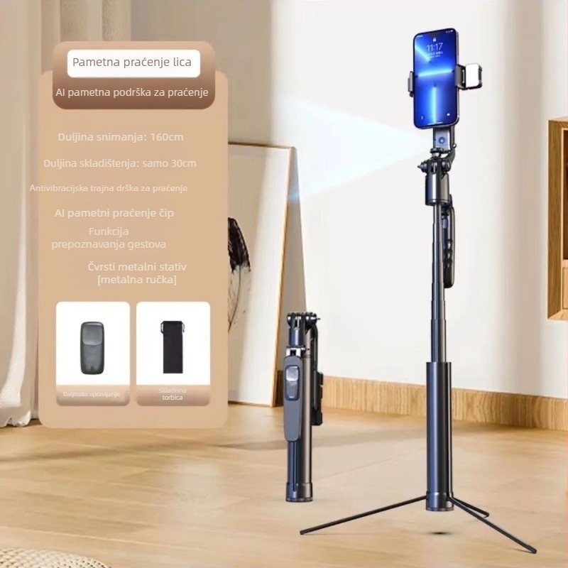 AI praćenje lica za mobilni telefon, stativ s 360° pan-tilt, aluminijska legura, 630 g, univerzalno