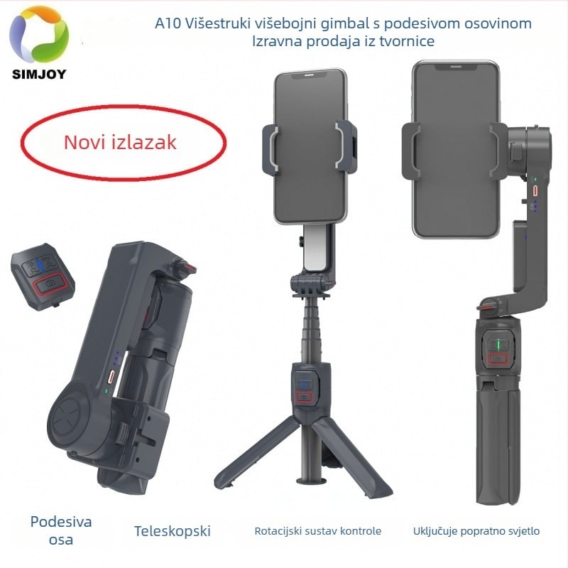 Dvostruki osi gimbal stabilizator — Višenamjenski, Inteligentno protiv podrhtavanja; Materijal: ABS+vlakno; Kompatibilan s mobitelima i akcijskim kamerama; Izdavanje: kolovoz 2023; 12 mjesečna garancija; Ovlaštena privatna marka
