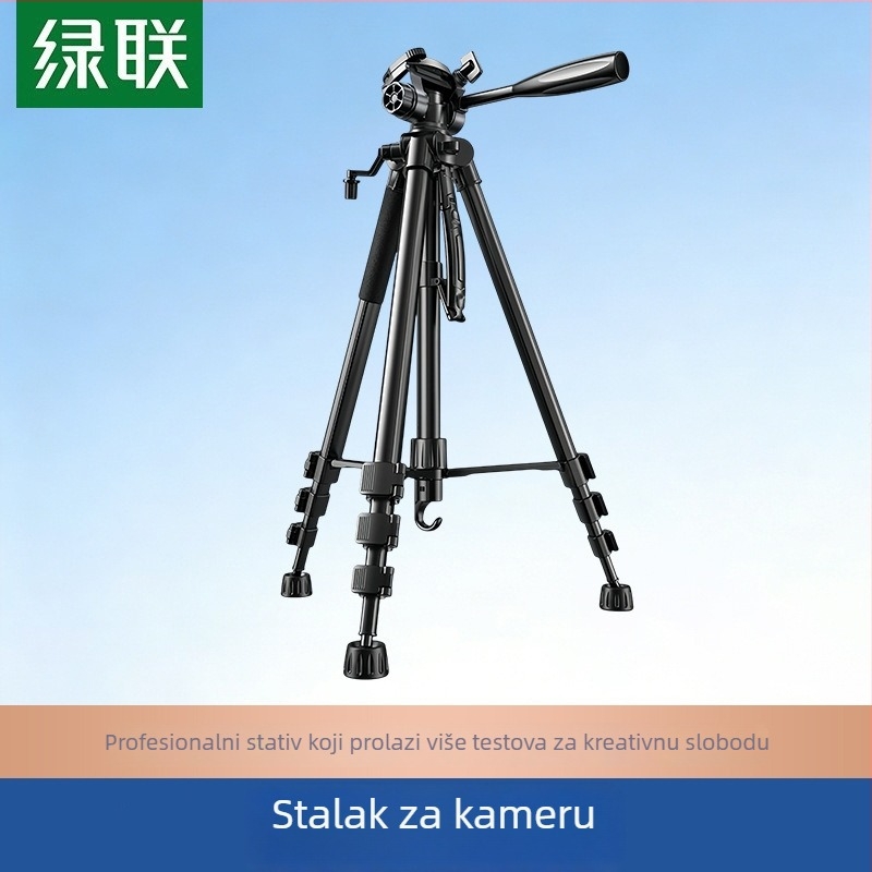 Kamerni stativ s 3D gimbalom za DSLR/Mirrorless, 3 sekcije, aluminijska legura, ploča za brzo otpuštanje, nosivost 2–5 kg, stabilno snimanje za livestream
