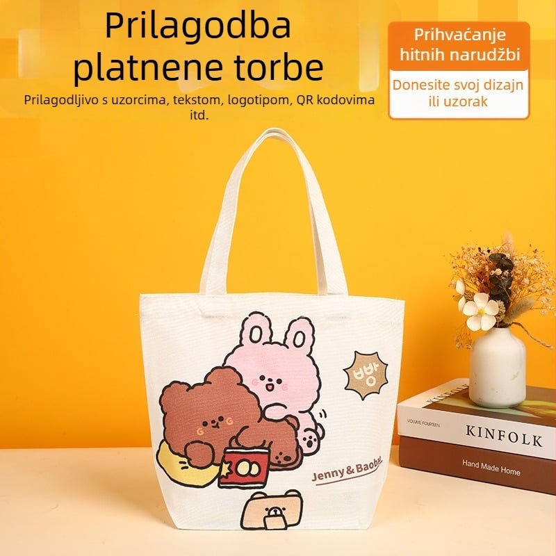 Canvas Tote torba s prilagođenim logom za korporativnu promociju – ekološka, UV digitalni tisak i sitotisk, bez dna i bez bočnih stranica