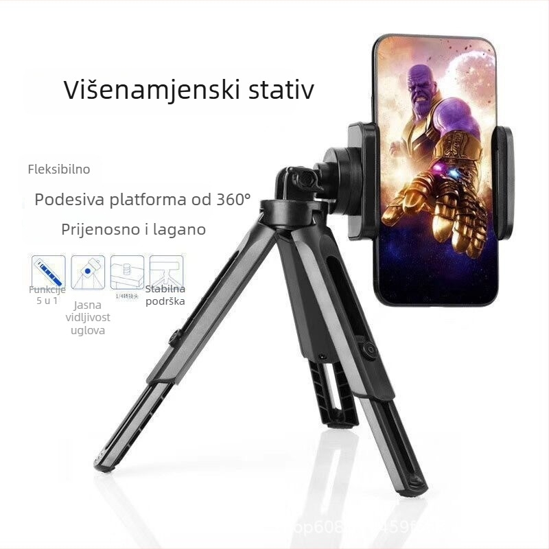 Teleskopski stolni držač za telefon, trokutasti stalak, 360° okretanje, težina 122 g, plastični