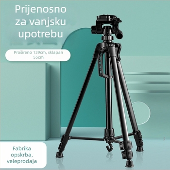 3520 Lagani aluminijski stativ za digitalnu kameru, 3-sekcijski, 3D glava, ploča s brzim otpuštanjem, nosivost 6–10 kg