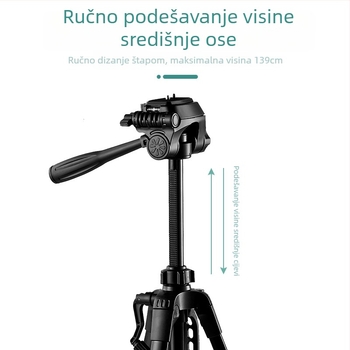 3520 Lagani aluminijski stativ za digitalnu kameru, 3-sekcijski, 3D glava, ploča s brzim otpuštanjem, nosivost 6–10 kg