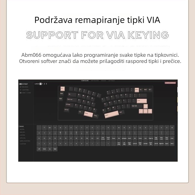 ABM066 Alice mehanička tipkovnica s gasket-montiranjem, Bluetooth, RGB pozadinsko osvjetljenje, više od 98 tipki