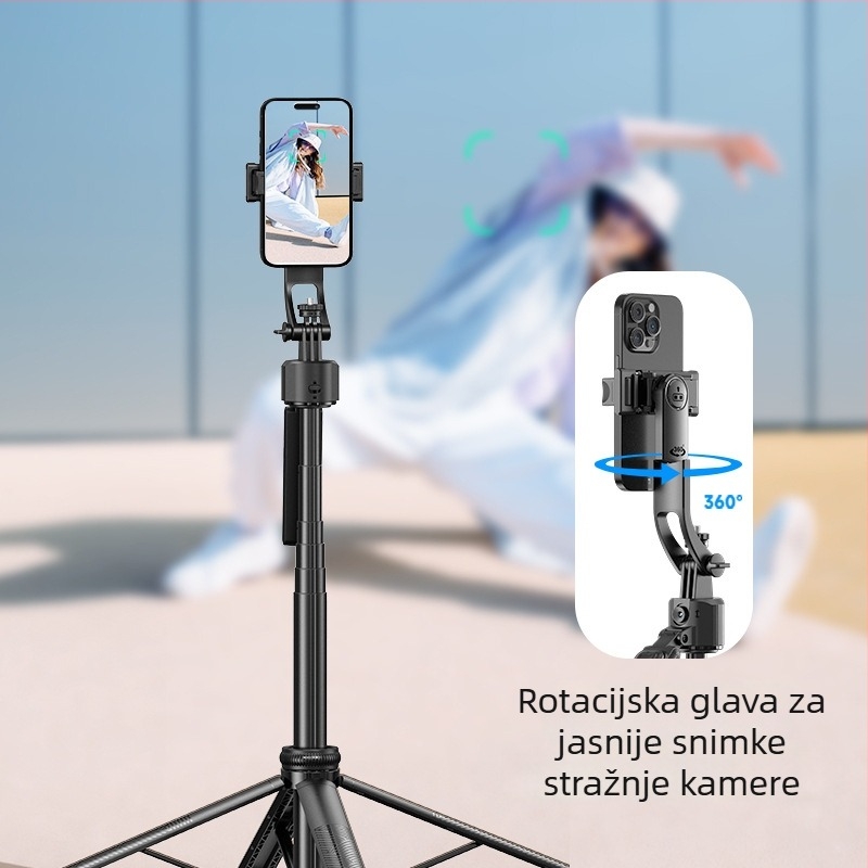 AI praćenje lica gimbal-stativ za pametni telefon – aluminijska legura, 360° vertikalno okretanje, težina 620 g, kompatibilan s većinom telefona, unutarnja i vanjska upotreba