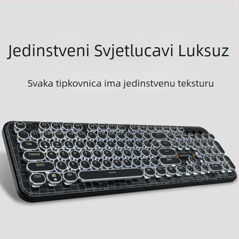 Mehanička tipkovnica sa zelenim osovinama, >98 tipke, tri načina povezivanja (kablovno, bežično i Bluetooth), jednobojno pozadinsko osvjetljenje