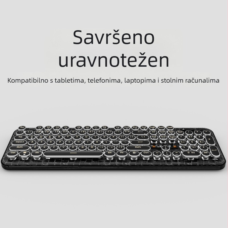 Mehanička tipkovnica sa zelenim osovinama, >98 tipke, tri načina povezivanja (kablovno, bežično i Bluetooth), jednobojno pozadinsko osvjetljenje