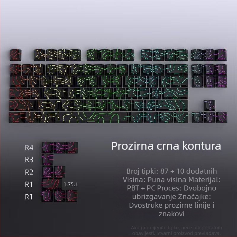 Mehanička tipkovnica, 88–98 tipki, Bluetooth, ABS kućište, jednofarbeno pozadinsko osvjetljenje, univerzalna kompatibilnost