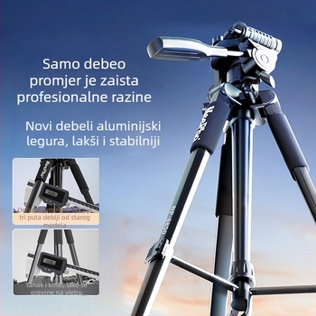 NP-8850 stativ za SLR fotoaparate s 3D gimbal glavom, aluminijska legura, 4 segmenta, nosivost 6–10 kg, ploča za brzo oslobađanje