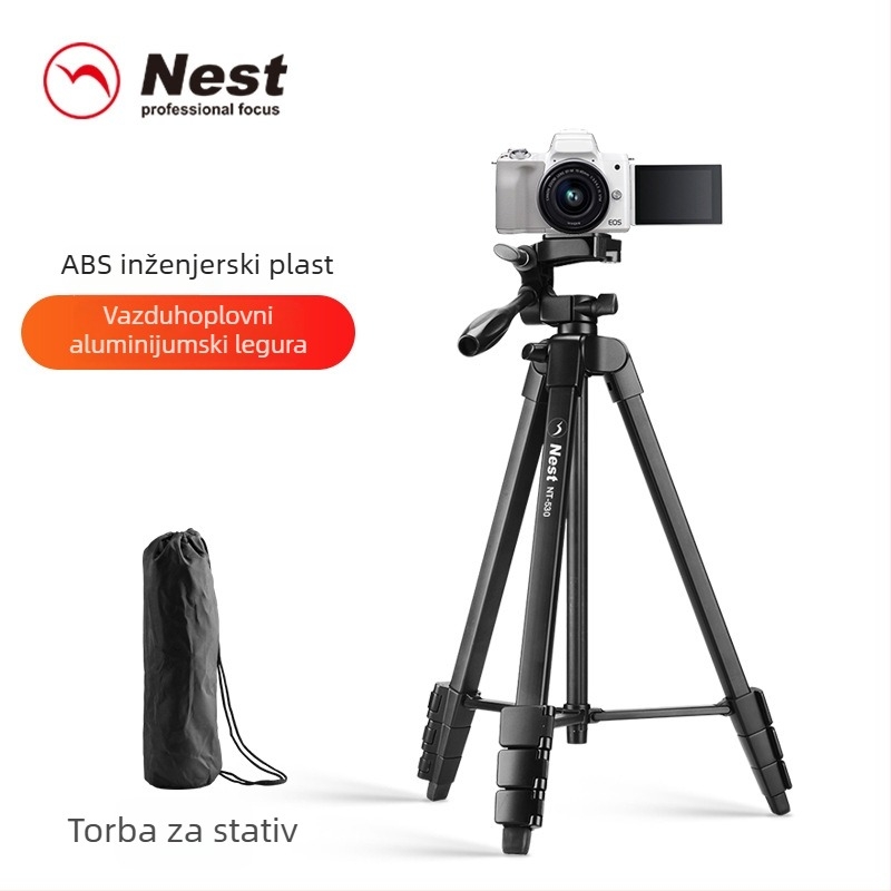 NT-510 Stativ za mobitel s 3D gimbalom, 4-sekcijski aluminijski, ploča za brzo otpuštanje, nosivost 3 kg