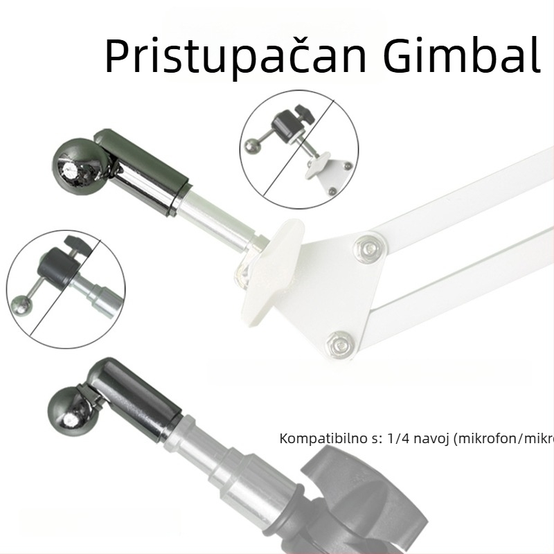 Metalna univerzalna kuglična glava s 17 mm adapterom za 1/4 stativa, montaža zakretanjem, kut vertikalnog okretanja 90°, kut horizontalnog okretanja 0°, težina 0.006