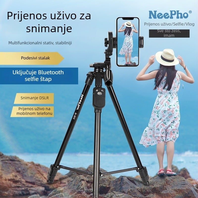 NP8810 stativ s 3D PTZ, aluminijska legura, nosivost 6-10 kg, uključuje držač za telefon