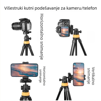 Kuglični stativ s glavom kugle za mobitele i kompaktne fotoaparate – 5 sekcija, aluminij-ABS, nosivost 2 kg, ploča za brzo oslobađanje