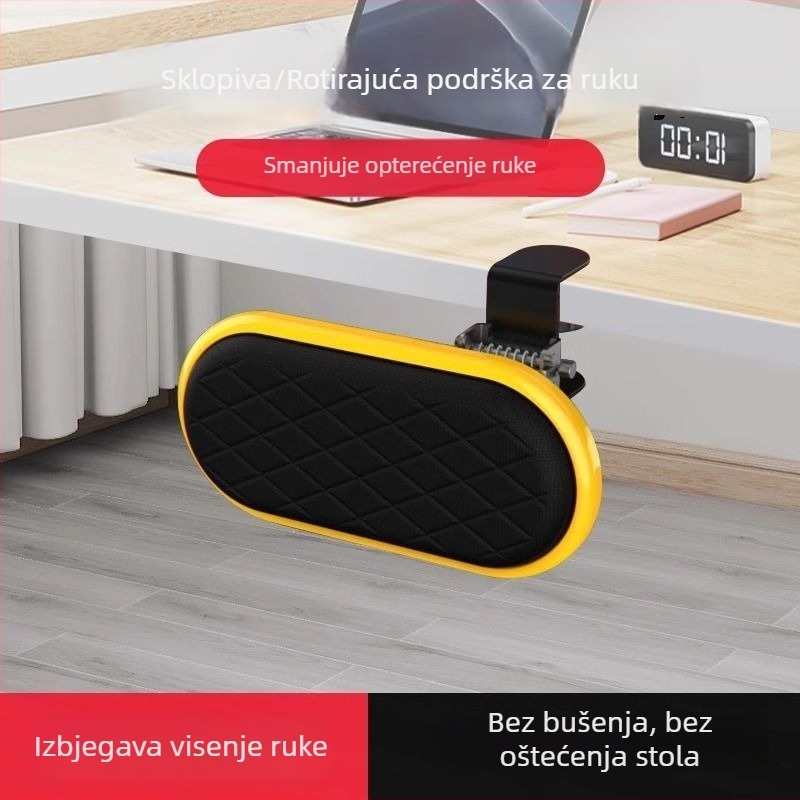 Podloga za miš na stol s jastučićem za zglob, tkanina, jednostrana, rotirajuća potpora ramena i produžetak lakta