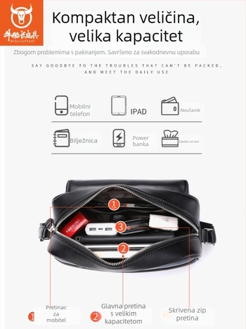 Muška crossbody torba od PU kože, gradski stil, otporna na habanje, podstava od poliestera