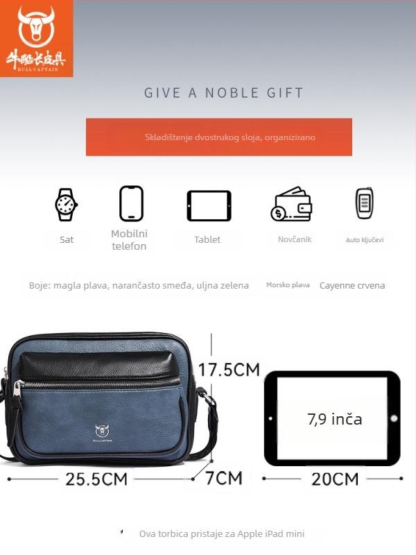Muška crossbody torba od PU kože, gradski stil, otporna na habanje, podstava od poliestera
