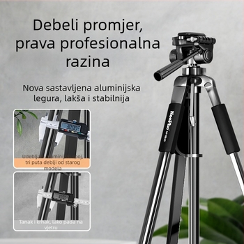 Telefon tripod s 3-osnim gimball stabilizatorom za fotografiju i vanjsko livestreamanje – aluminijska legura, 4 sekcije, nosivost 6-10 kg, težina 1,27 kg