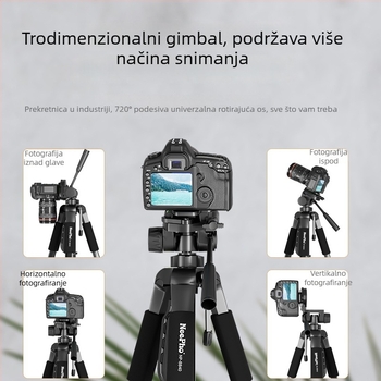 Telefon tripod s 3-osnim gimball stabilizatorom za fotografiju i vanjsko livestreamanje – aluminijska legura, 4 sekcije, nosivost 6-10 kg, težina 1,27 kg