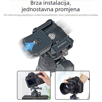 Set stativa za SLR kameru s kugličnom glavom, 3 sekcije, aluminijska legura, ploča za brzo oslobađanje, 758 g