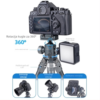 Set stativa za SLR kameru s kugličnom glavom, 3 sekcije, aluminijska legura, ploča za brzo oslobađanje, 758 g