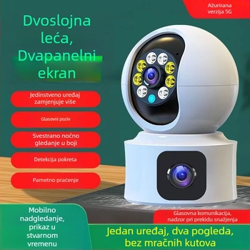 WiFi vanjska kamera s dvije kamere, raspon rada -20 do 55°C, napajanje 5V, funkcija alarma, kompenzacija pozadinskog osvjetljenja, ABS kućište