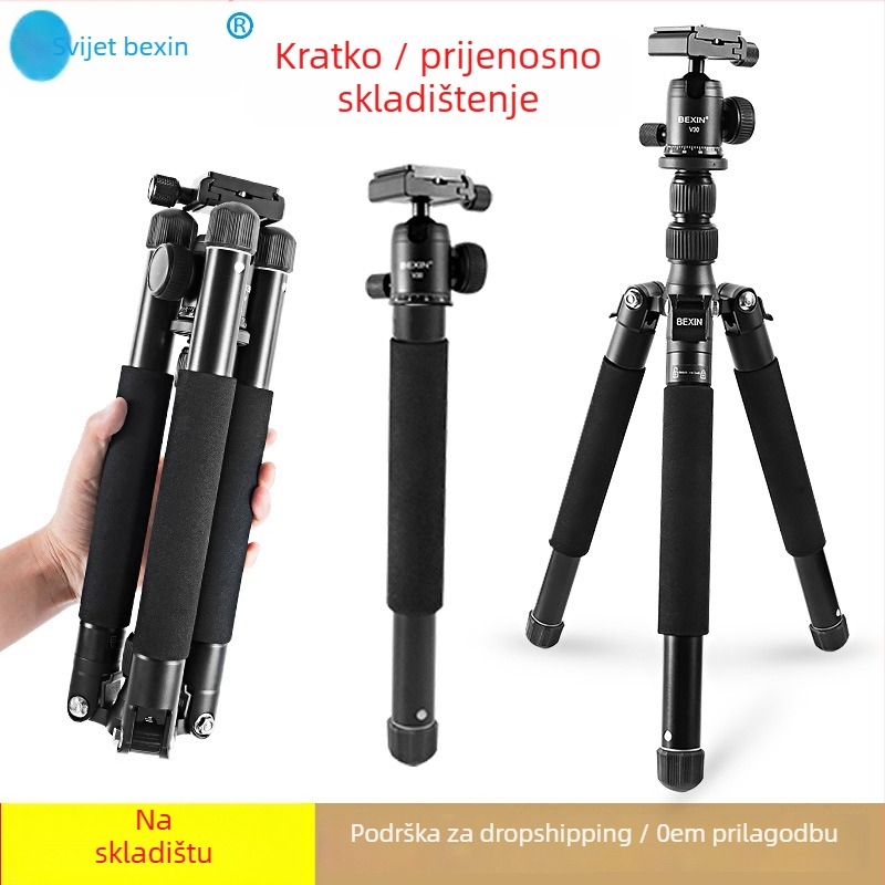 BEXIN MS27 Stativ s kugličnom glavom, 5 sekcija, aluminijska legura, ploča za brzo oslobađanje, nosivost 6–10 kg