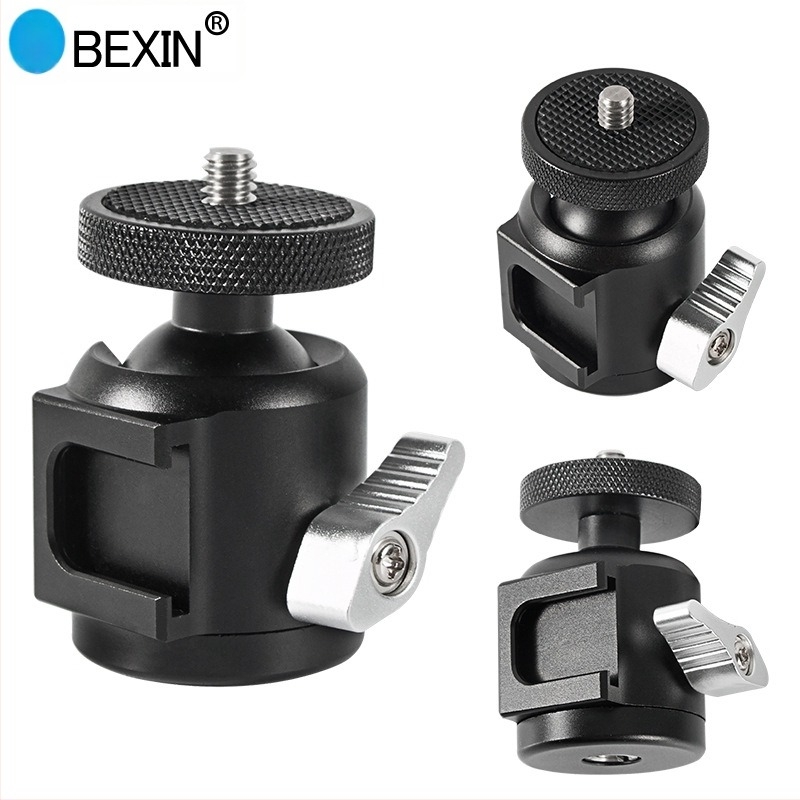 BEXIN mini hladna cipka gimbal s kugličnom glavom od aluminija za DSLR kamere i dodatke, 360° horizontalno/vertikalno okretanje, težina 0,098 kg