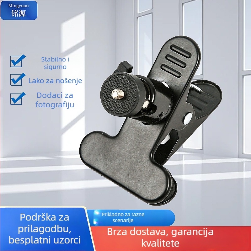 Stolni držač rasvjete za mobitel i kameru — aluminijska legura, klip s okruglom glavom pan-tilt, tripod tip